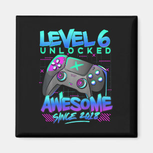 Kids Level 6 Unlocked 6 Years Old Boy Birthday Gif Magnet