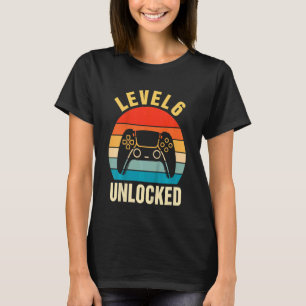Kids Level 6 Unlocked   Video Gamer 6th Birthday T-Shirt