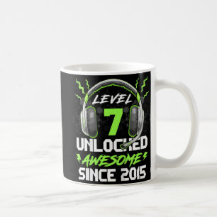 Kids Level 7 Unlocked Awesome Since 2015 7th Birth Coffee Mug