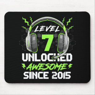 Kids Level 7 Unlocked Awesome Since 2015 7th Birth Mouse Mat