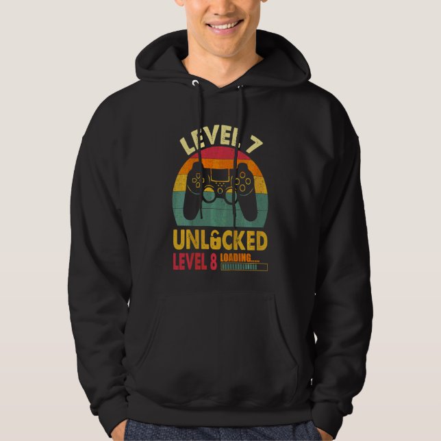 Kids Level 7 Unlocked Level 8 Loading Cute Video G Hoodie (Front)