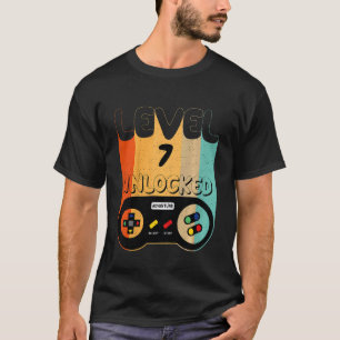 Kids Level 7 Unlocked Video Gamer 7th Birthday T-Shirt