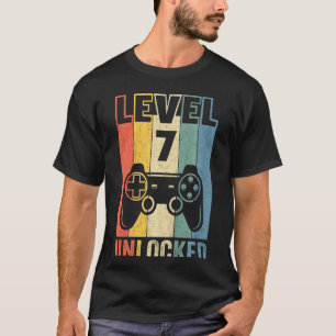 Kids Level 7 Unlocked Video Gamer 7th Birthday T-Shirt
