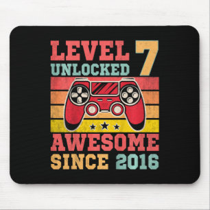 Kids Level 7 Unlocked Vintage Video Game 7th Birth Mouse Mat