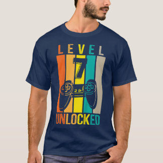 Kids Level 7 Unlocked Vintage Video Game 7th Birth T-Shirt