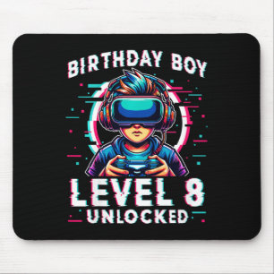 Kids Level 8 Unlocked 8 Years Old Birthday Gamer F Mouse Mat