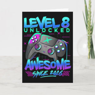 Kids Level 8 Unlocked 8 Years Old Boy Birthday Gif Card