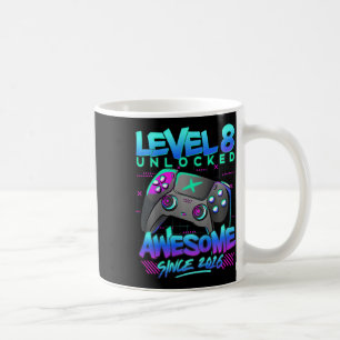 Kids Level 8 Unlocked 8 Years Old Boy Birthday Gif Coffee Mug