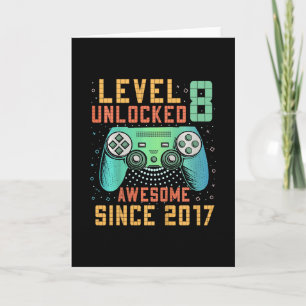 Kids Level 8 Unlocked 8th Birthday 8 Year Old Boy Card