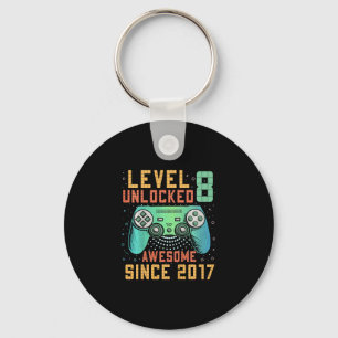 Kids Level 8 Unlocked 8th Birthday 8 Year Old Boy Key Ring
