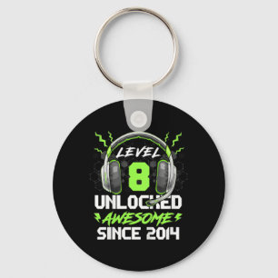 Kids Level 8 Unlocked Awesome Since 2014 8th Birth Key Ring