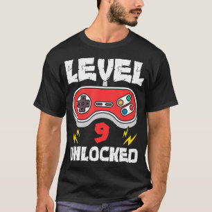 Kids Level 9 unlocked Funny video gamer 9th birthd T-Shirt