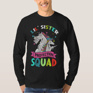 Kids Lil Sister Protection Squad Unicorn Bro Desig T-Shirt