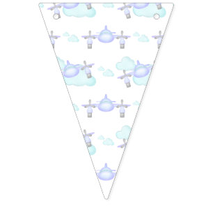 Kids Lilac Airplane Flying Aviation Birthday Bunting