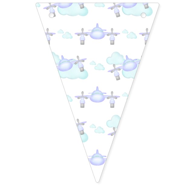 Kids Lilac Airplane Flying Aviation Birthday Bunting (First Flag)