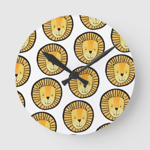Kids Lion Jungle Animal Pattern Round Clock