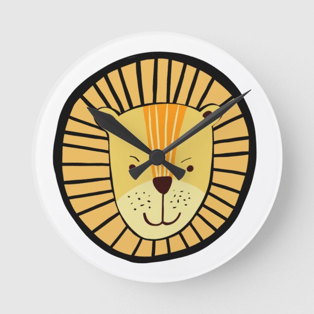 Kids Lion Jungle Animal Round Clock (Front)