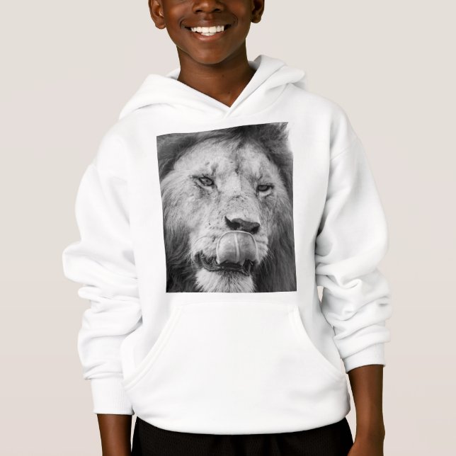 Kids’ Lion Printed Pullover Hoodie (Front)