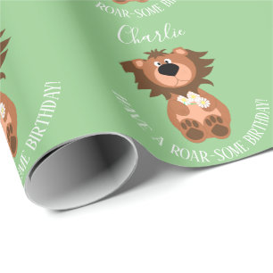 Kids Lion Roar-Some Personalised Wrapping Paper