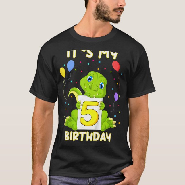 Kids Little Crocodile Aligator 5th Birthday My Bir T-Shirt (Front)