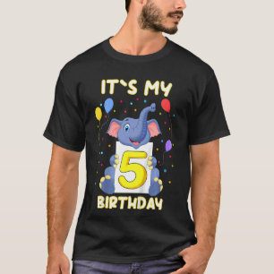 Kids Little Elephant 5th Birthday My Birthday T-Shirt