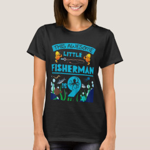 Kids Little Fisherman Is Now 9 Fishing Sea 9th Bir T-Shirt