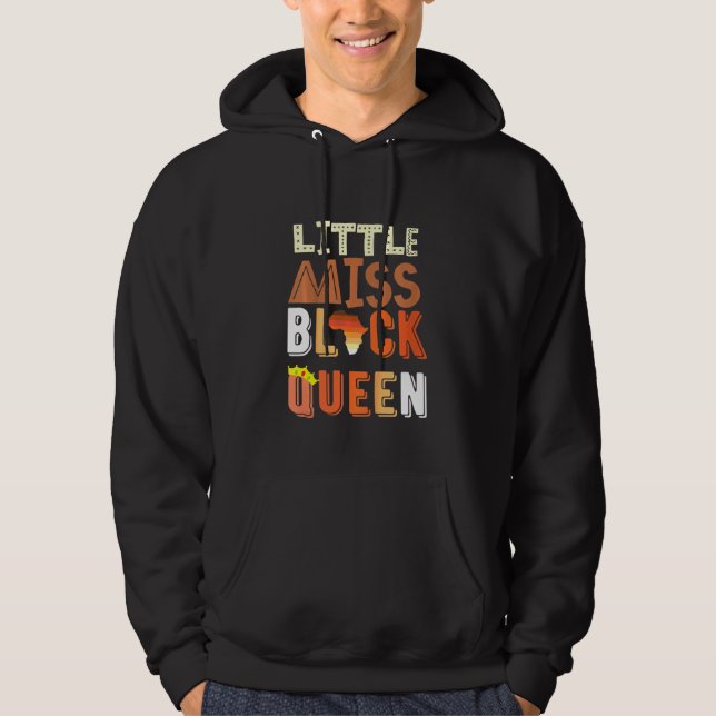 Kids Little Miss Black Queen Melanin Brown Skin Gi Hoodie (Front)