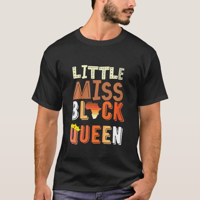 Kids Little Miss Black Queen Melanin Brown Skin Gi T-Shirt (Front)