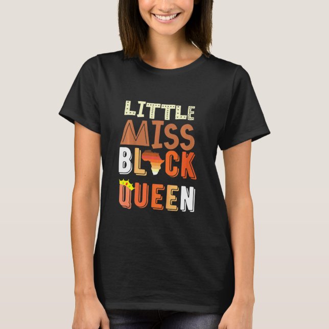 Kids Little Miss Black Queen Melanin Brown Skin Gi T-Shirt (Front)