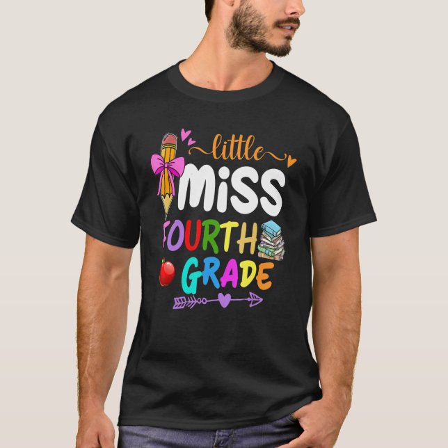 Kids Little Miss Fourth Grade Back To School Stude T-Shirt (Front)