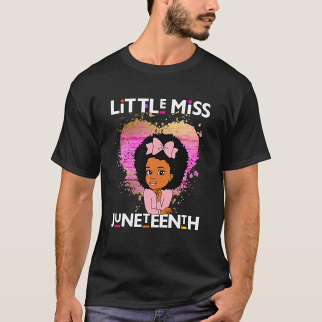 Kids Little Miss Juneteenth Black Girl Magic Brown T-Shirt (Front)