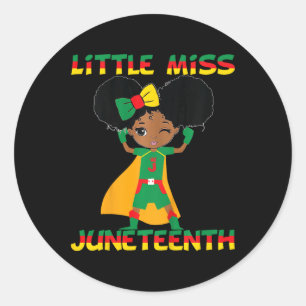 Kids Little Miss Juneteenth Cute Black Girl Melani Classic Round Sticker