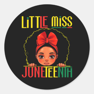 Kids Little Miss Juneteenth Girl Toddler Black His Classic Round Sticker