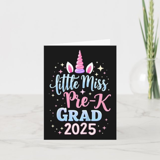 Kids Little Miss Pre-k Grad Preschool Girls Prek G Card (Front)