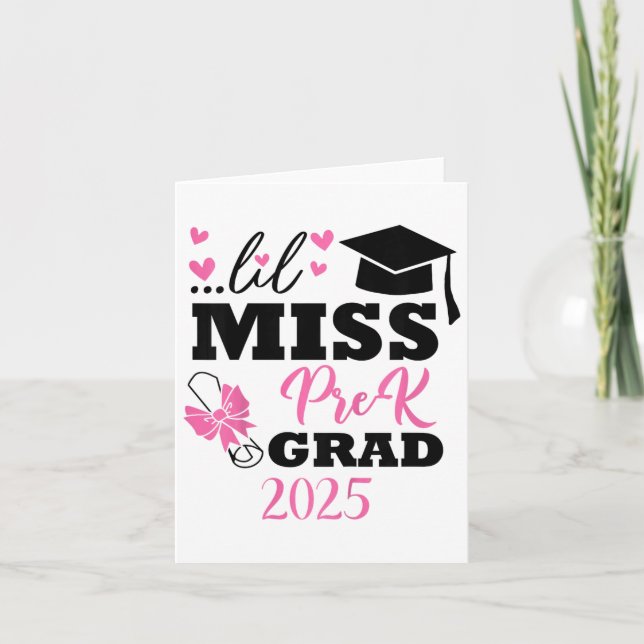 Kids Little Miss Pre-k Grad Preschool Prek Graduat Card (Front)