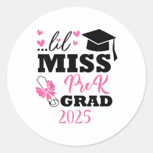 Kids Little Miss Pre-k Grad Preschool Prek Graduat Classic Round Sticker
