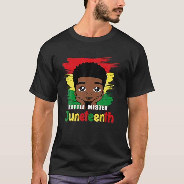 Kids Little Mister Juneteenth Black Boy Toddler Pr T-Shirt (Front)