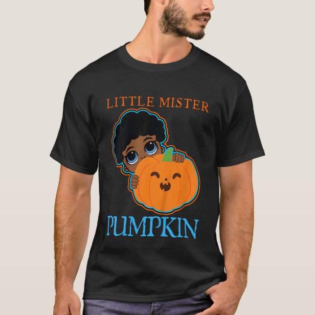 Kids Little Mister Pumpkin In The Patch Black Mela T-Shirt (Front)