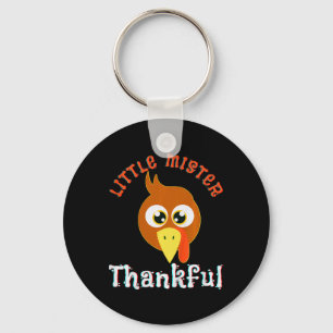 Kids Little Mister Thankful Thanksgiving Turkey Bo Key Ring