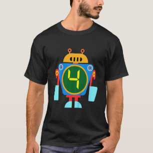 Kids Little Robot Birthday 4th Birthday Technician T-Shirt