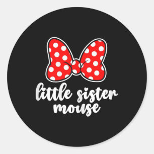 Kids Little Sister Mouse Bow Family Vacation -yout Classic Round Sticker