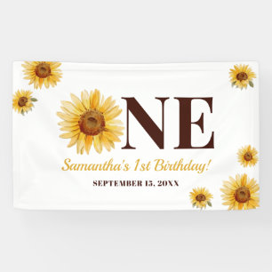 Kids Little Sunshine Sunflower Girls 1st Birthday  Banner