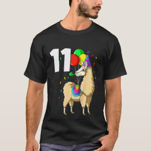 Kids Llama Birthday 11 Llama 11th Birthday Outfit T-Shirt