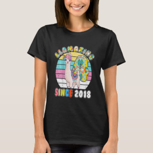 Kids Llama Girl 4 Year Old Llamazing Alpaca Birthd T-Shirt