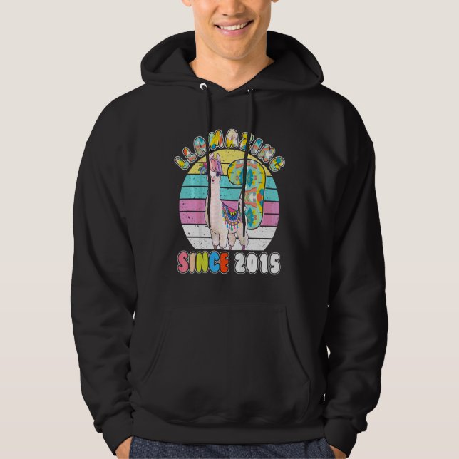 Kids Llama Girl 7 Year Old Llamazing Alpaca Birthd Hoodie (Front)
