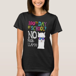 Kids Llama Shirt Gifts 100th Day Of School No Prob