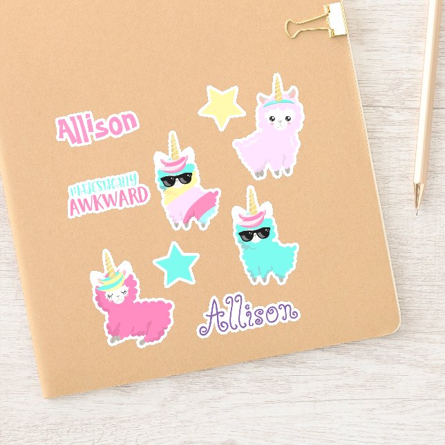 Kids Llama Unicorn Personalised Fun set (Notebook)