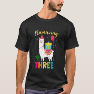 Kids Llamazing Three  3 Years Llama  Birthday  Tee