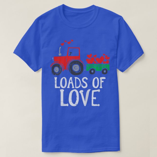 Kids Loads Of Love Tractor Cute Valentines Day Tru T-Shirt (Design Front)