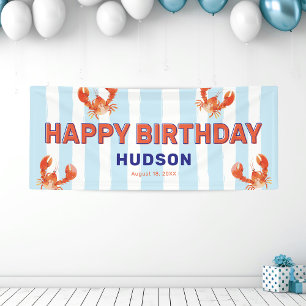 Kids Lobster Happy Birthday Banner